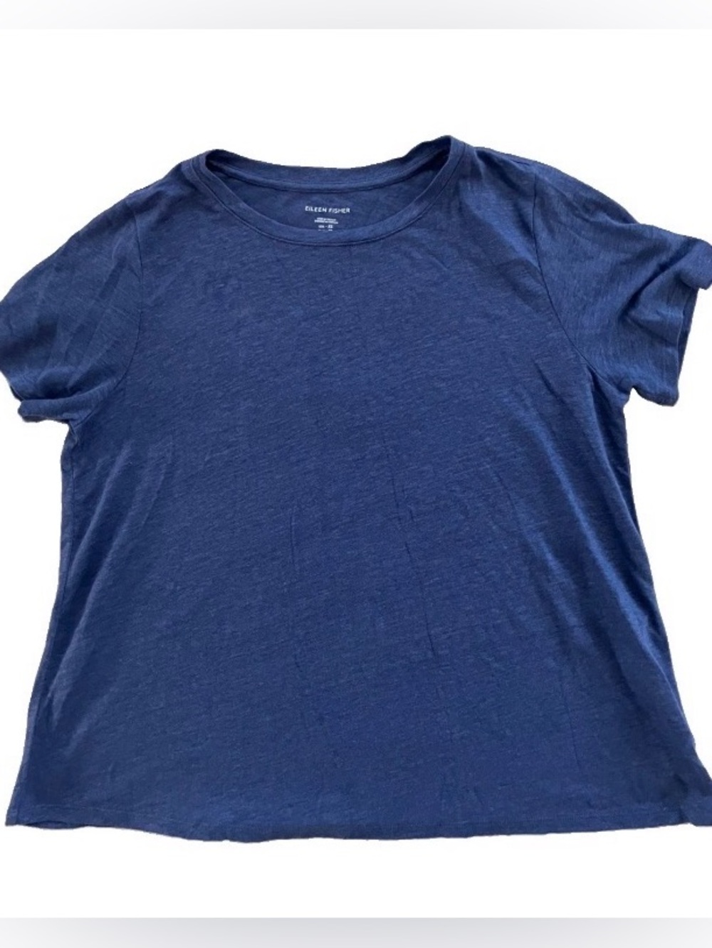 Eileen Fisher Organic Linen Jersey Short Sleeve Crew T-Shirt Denim XS